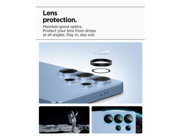 Spigen Glas.tR EZ Fit Optik Pro, Samsung, Galaxy S25 Ultra, Dammresistent, Reptålig, Svart, Transparent, 2 styck