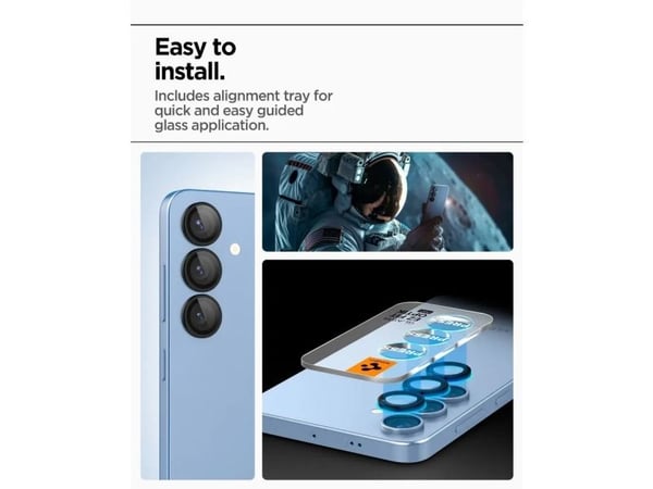 Spigen Glas.tR EZ Fit Optik Pro, Samsung, Galaxy S25 Plus, Støvresistent, Ripebestandig, Sort, Gjennomsiktig, 2 stykker