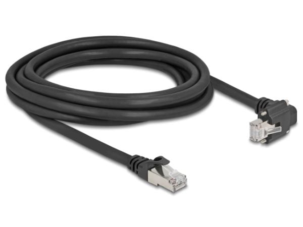 Delock - Nettverkskabel - RJ-45 (hann) rett til RJ-45 (hann) down-angled - 3 m - 7 mm - S/FTP - CAT 6 - uten hindringer, støtte for Gigabit Etherne...