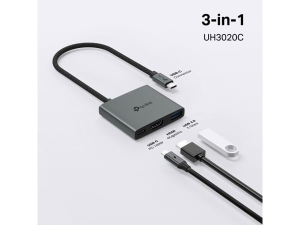TP-Link UH3020C, USB Type-C, HDMI, USB 3.2 Gen 1 (3.1 Gen 1) Type-A, USB Type-C, 5000 Mbit/s, 60 Hz, 2160p, 4096 x 2160 piksler