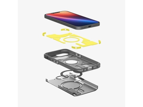 Spigen Tough Armor AI (MagFit), Etui, Apple, iPhone 16e, 15,5 cm (6.1"), Svart, Grå