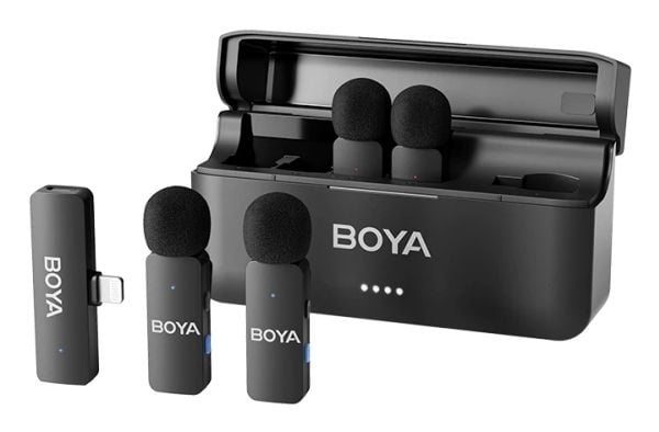 BOYA BY-V4D, Mikrofon med klemme, 20 - 20000 Hz, 16 bit, 48 kHz, 80 dB, Trådløs