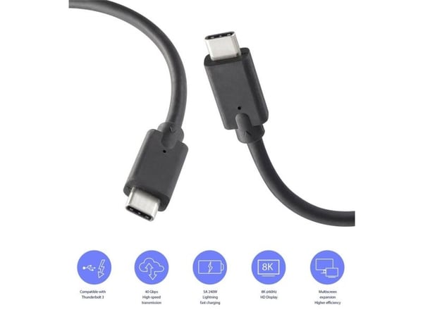 Renkforce USB-C kabel USB 3.2 Gen2x2 USB-C® stik, USB-C® stik 2.00 m Sort TPE-kappe RF-6609644