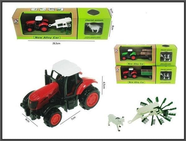 Hipo traktor med tilhenger 16 cm + dyr H13521 43075