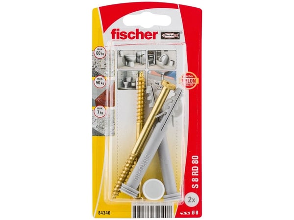 Fischer 84340, Ruuvi- ja seinätulppasarja, tiili, betoni, 2 kpl, läpipainopakkaus, Blisteri
