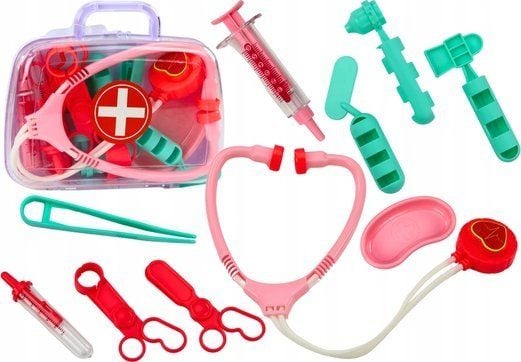 LeanToys legeboks til barn verktøy i koffert rosa