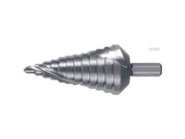 RUKO 101060 HSS trinnbor, samlet lengde 100 mm, 3-flatskaft, 1 stk 101060