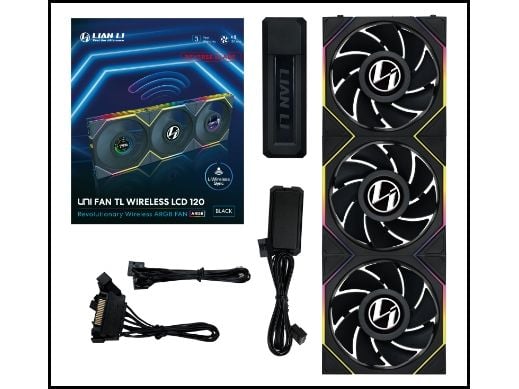 Lian Li UNI FAN TL Wireless LCD Reverse, 3 pack, Black - 120mm