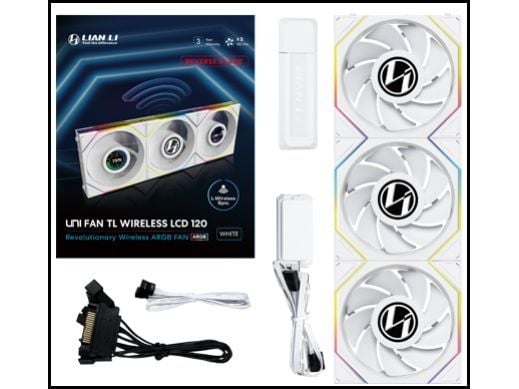 Lian Li UNI FAN TL LCD Wireless 12RTLLCD1W3W - Kabinettvifte - omvendt blad - med LCD-skjerm - 120 mm - hvit
