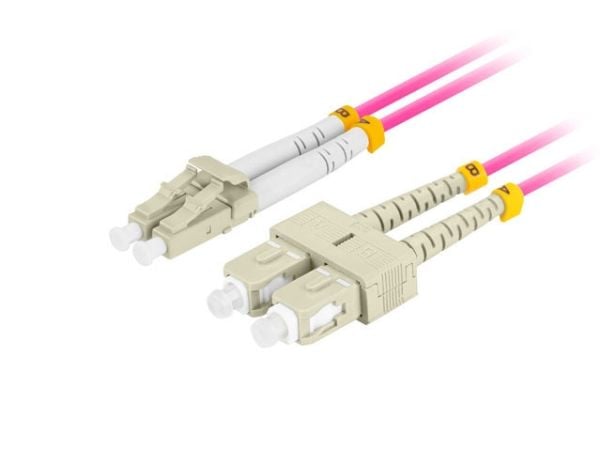 Lanberg - Koblingskabel - LC/UPC-multimodus (hann) til SC/UPC-multimodus (hann) - 1 m - 3 mm - fiberoptisk - dupleks - 50 / 125 mikroner - OM4 - ha...