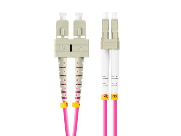 Lanberg - Koblingskabel - LC/UPC-multimodus (hann) til SC/UPC-multimodus (hann) - 1 m - 3 mm - fiberoptisk - dupleks - 50 / 125 mikroner - OM4 - ha...