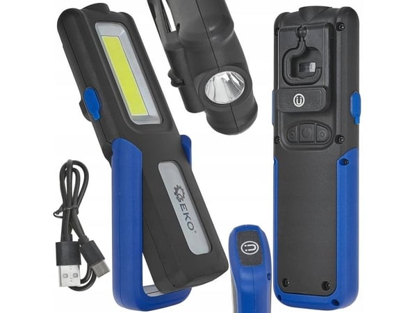 Geko arbeids-/verkstedlampe POWERBANK med magnet og LED COB-regulering 5W + 3W 2000mAh 400lm IP44 (10/40)