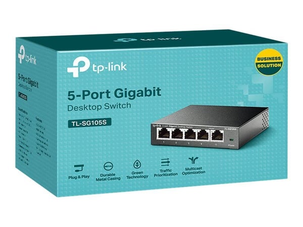 TP-Link TL-SG105S - Switch - 5 x 10/100/1000 - skrivbordsmodell