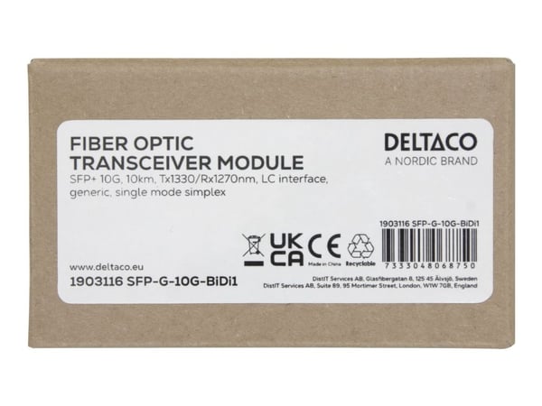DELTACO - SFP+ transceivermodul - 10GbE - 10GBase-BX-D - LC-enkeltmodus - opp til 10 km - 1330 (TX) / 1270 (RX) nm