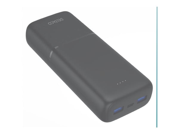 DELTACO PB-C1008 - Strømbank - 20000 mAh - 74 Wh - 20 watt - PD - 3 utgangskontakter (2 x USB, 24 pin USB-C) - svart