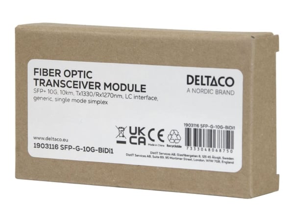 DELTACO - SFP+ transceivermodul - 10GbE - 10GBase-BX-D - LC-enkeltmodus - opp til 10 km - 1330 (TX) / 1270 (RX) nm