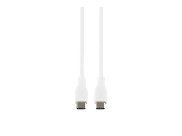 DELTACO - USB-kabel - USB-C (hann) til USB-C (hann) - USB 2.0 - 20 V - 3 A - 2 m - USB-C Power Delivery (60W) - hvit