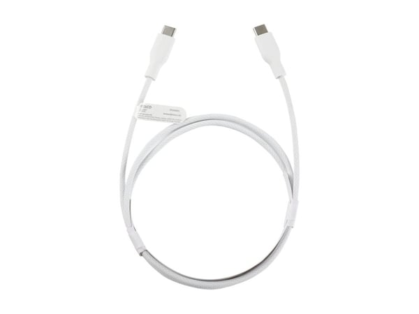 DELTACO - USB-kabel - 24 pin USB-C (hann) til 24 pin USB-C (hann) - USB 2.0 - 20 V - 3 A - 1 m - USB-C Power Delivery (60W) - hvit