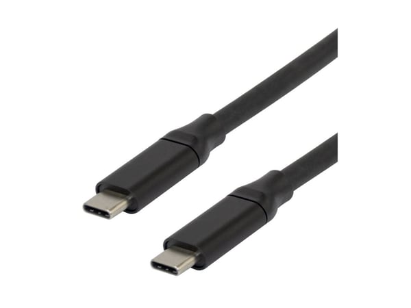 DELTACO - USB-kabel - 24 pin USB-C (hane) till 24 pin USB-C (hane) - USB 3.1 Gen 1 - 20 V - 3 A - 5 m - aktiv, 8K30Hz stöd, stöd för DP Alt-läge, u...