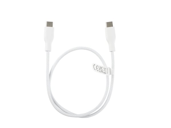 DELTACO - USB-kabel - 24 pin USB-C (hann) til 24 pin USB-C (hann) - USB 2.0 - 20 V - 3 A - 50 cm - USB-C Power Delivery (60W) - hvit