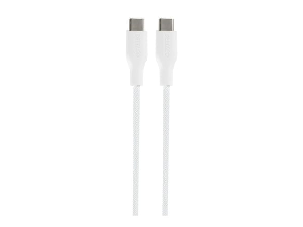 DELTACO - USB-kabel - USB-C (hann) til USB-C (hann) - USB 2.0 - 20 V - 3 A - 2 m - USB-C Power Delivery (60W) - hvit