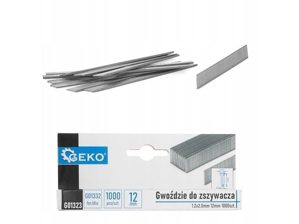 Geko häftklamrar för häftpistol 1.2x2.0 mm 12 mm, 1000 st. (200)