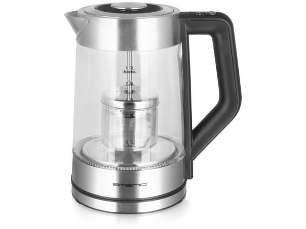 Emerio Kettle, 1.7L, glaskropp, filter av rostfritt stål