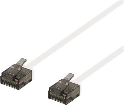 DELTACO - Koblingskabel - RJ-45 (hann) til RJ-45 (hann) - 1.5 m - UTP - CAT 6a - halogenfri, formstøpt, flat - hvit