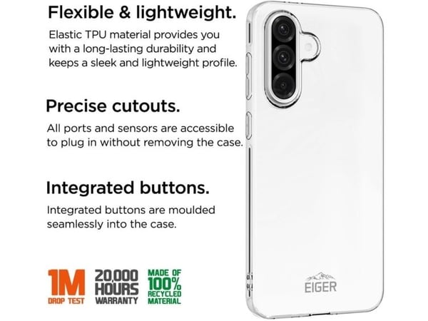 EIGER EGCA00720, Suojus, Samsung, Galaxy A56 / A36, 17 cm (6.7"), Läpinäkyvä