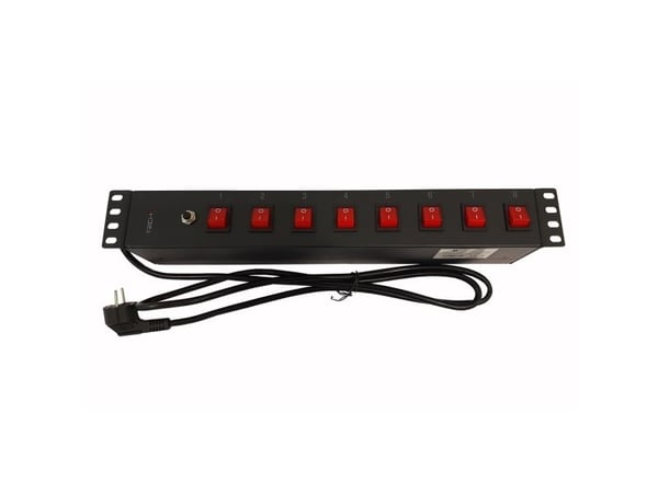 Techly I-CASE STRIP-815I, 1.5U, Vaaka, Musta, 8 AC-pistorasia(a), Tyyppi F, Tyyppi F
