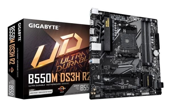 Gigabyte B550M DS3H R2 - Hovedkort - micro ATX - Socket AM4 - AMD B550 Chipset - USB 3.2 Gen 1 - Gigabit LAN - innbygd grafikk (CPU kreves) - HD-ly...