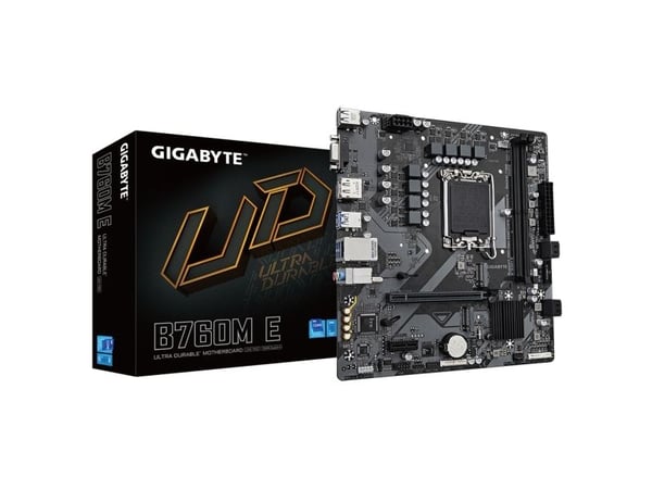 Gigabyte B760M E - 1.0 - hovedkort - micro ATX - LGA1700-sokkel - B760 Chipset - USB 3.2 Gen 1 - Gigabit LAN - innbygd grafikk (CPU kreves) - HD-ly...