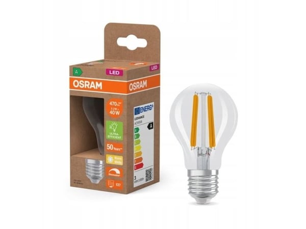 OSRAM LED standard filament 470lm 2,2W/827 (40W) E27 energiklasse A dæmpbar