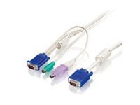 LevelOne ACC-2103, 5 m, Hvit, VGA + PS/2, VGA, Hankjønn/hankjønn, KVM-0217US KVM-0217DE KVM-0831 KVM-1631 KVM-8901US KVM-8901DE KVM-8901FR KVM-8901UK