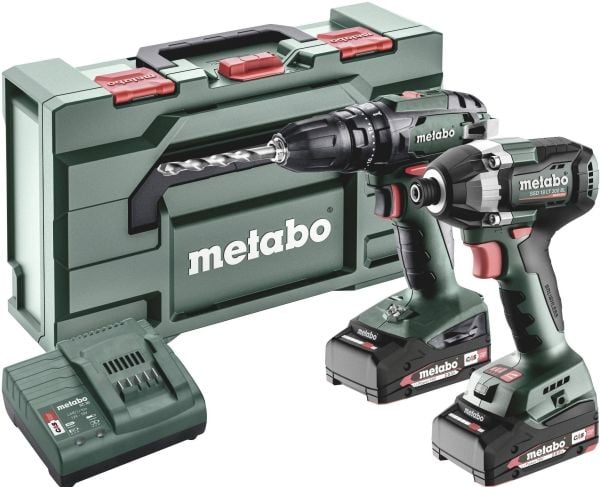 Metabones Metabo Combo-Set SB 18 + SSD 18 LT 200 BL – batteridrevet slagboremaskin/skrumaskin inkl. batteri og lader (685197000)