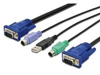 Digitus DS-19233, 5 m, PS/2, PS/2, VGA, Monivärinen, Musta, USB