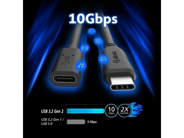 Akasa AK-CBUB70-12BK, 1,2 m, USB C, USB C, 60 Gbit/s, Lajittelu