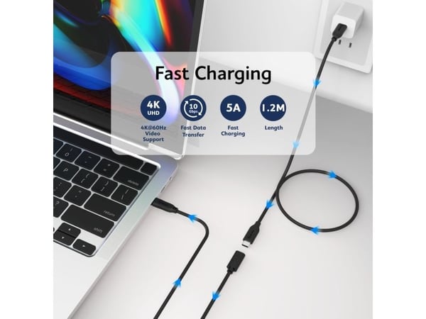 Akasa AK-CBUB70-12BK, 1,2 m, USB C, USB C, 60 Gbit/s, Lajittelu