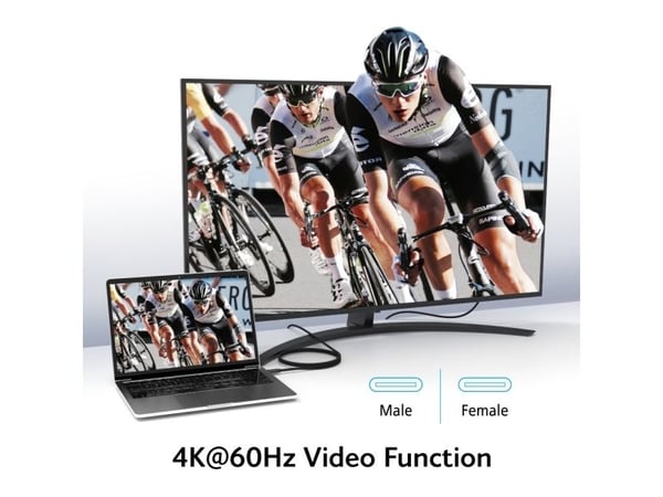 Akasa AK-CBUB70-12BK, 1,2 m, USB C, USB C, 60 Gbit/s, Lajittelu