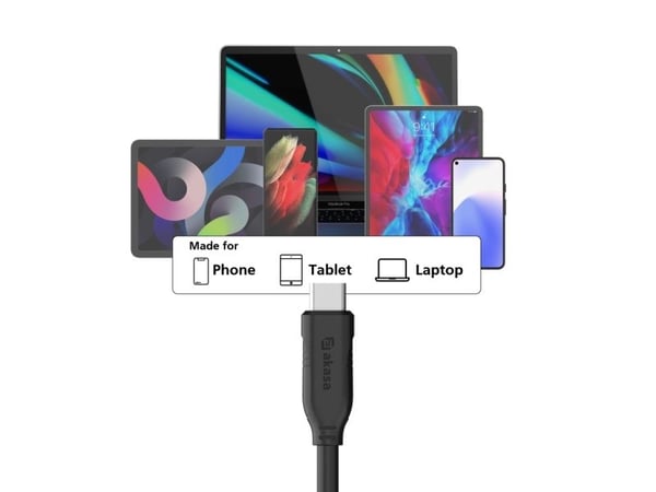 Akasa AK-CBUB70-12BK, 1,2 m, USB C, USB C, 60 Gbit/s, Lajittelu