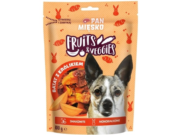 Pan Miesko godbiter til hund Fruits & Veggies søtpotet med kanin (voksen) 100 g
