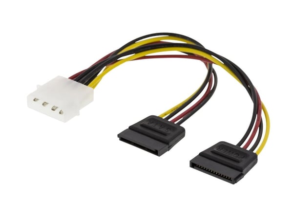 DELTACO - Strömadapter - SATA-ström (hona) till 4 pin intern effekt (hane) - 15 cm