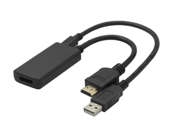 Deltaco HDMI - DisplayPort adapter, 4K/60Hz, 0,2 m, HDMI-tyyppi A (vakio), DisplayPort, Uros, Naaras, Suora