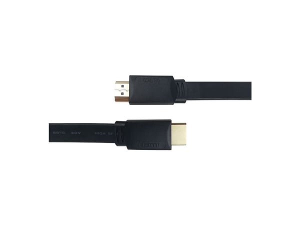 DELTACO - High Speed - HDMI-kabel med Ethernet - HDMI hann til HDMI hann - 3 m - svart - flat, 4 K 30 Hz (3840 x 2160) støtte