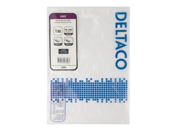 DELTACO - High Speed - HDMI-kabel med Ethernet - HDMI hann lås til HDMI hann lås - 1 m - svart - støtte for 4K 60 Hz (3840 x 2160)