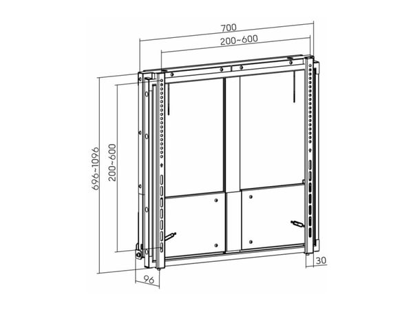 DELTACO Office ARM-0800 - Monteringssett (veggmontering) - høydejusterbar - for LCD-skjerm - manual, 35 - 65 kg - robust stål - svart - skjermstørr...