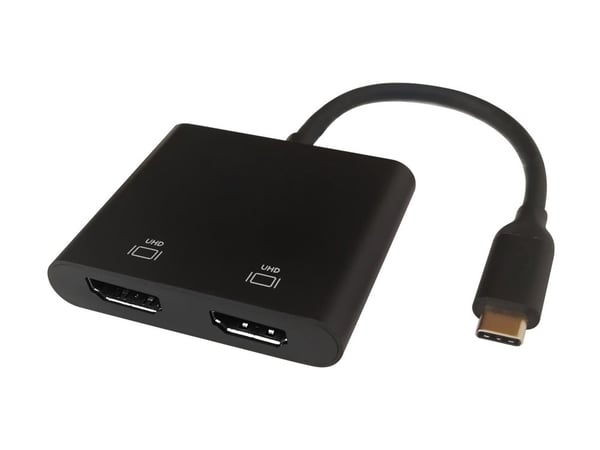 Deltaco USBC-2HDMI, 0,1 m, USB Type-C, 2 x HDMI, hannkontakt, hunnkontakt, rett