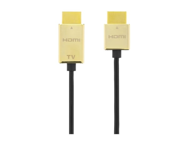 Deltaco Erittäin ohut nopea HDMI-kaapeli Ethernetillä, 5 m, musta/kulta, 5 m, HDMI-tyyppi A (vakio), HDMI-tyyppi A (vakio), 3840 x 2160 pikseliä, 1...