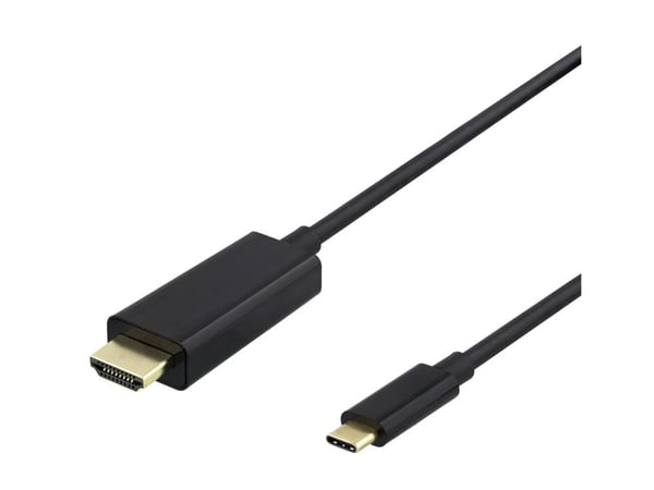 DELTACO - Adapterkabel - 24 pin USB-C hann til HDMI hann - 1 m - svart - 4 K 60 Hz (4096 x 2160) støtte