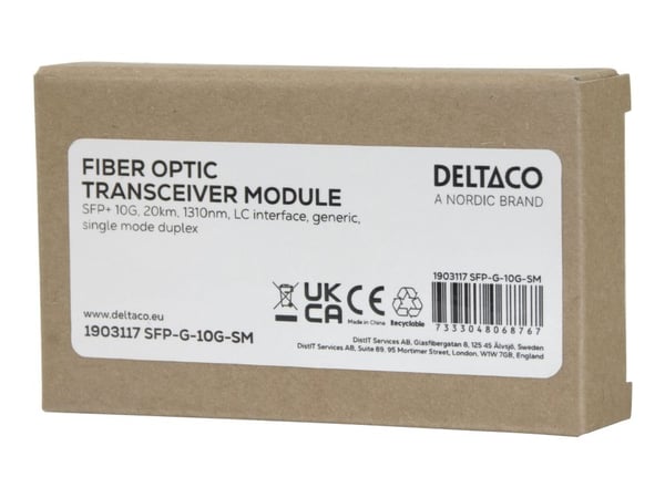 DELTACO - SFP+ lähetin-vastaanotinmoduuli - 10GbE - 10GBase-LR - LC single mode - enintään 20 km - 1310 nm